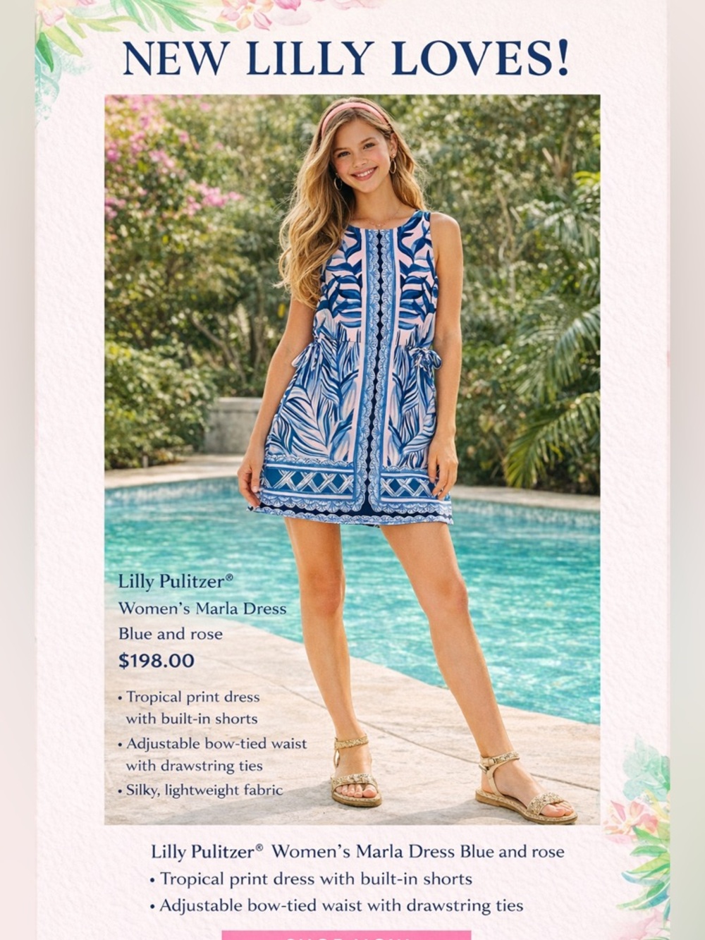 Lilly Pulitzer Blue & Rose Tropical Shift Dress